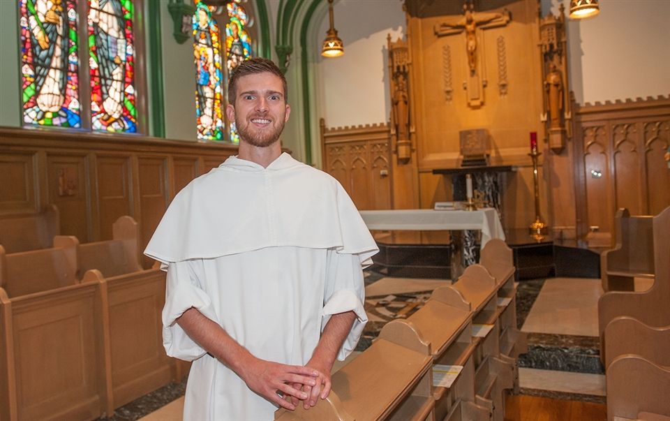Beginning his fifth year at Fenwick, Br. Trout offers hope to students in his Moral Theology classes.