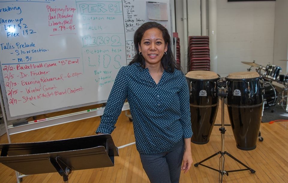 Band Instructor Mrs. Rizelle Capito, Chairperson of the Expressive Arts Department, is in her ninth year...