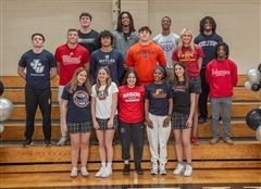Pictured: TJ Woods, Nate Marshall, Kamren Hogan, Dominick Ducree, Aiden Burns, Andrew Bjorson, Emmett Romeus, Jack Paris, Evelyn Mulvihill, Deonte Meeks, Megan Trifilio, Lily Brecknock, Shaira Stoner, Olivia Cameron and Gabriella Simon.