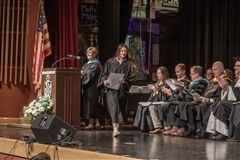 Kimberly Robles '26 is recognized at Honors Convocation as a recipient of the Questbridge National College Match Scholarship.